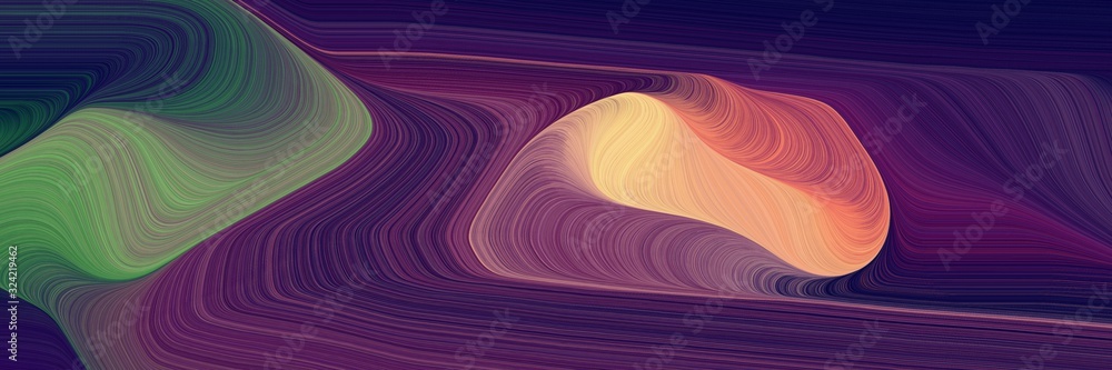 Leinwandbilder surreal header design with very dark violet, dark salmon and gray gray colors. dynamic curved lines with fluid flowing waves and curves