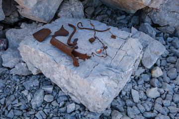 Metal remains from Isonzo front in world war 1