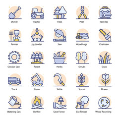  Forestry Flat Icon Vectors Pack