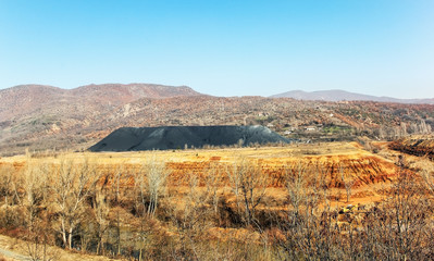 A Pile of  million tons of Trepča’s lead slag origin from blast furnace reduction smelting...