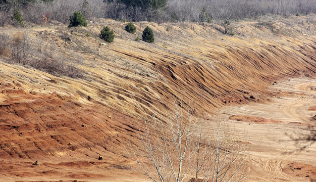 Deposits, The old tailings Trepca's in Zvecan, Canyon in Kosovo