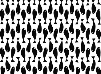 seamless pattern with silhouettes black fish