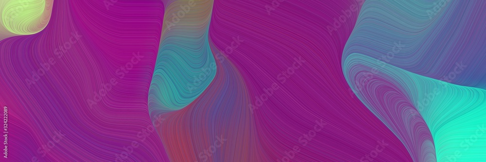 Poster decorative header design with antique fuchsia, purple and medium aqua marine colors. dynamic curved 