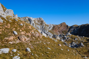 Fototapeta na wymiar Red ridge mountain near Krn in Slovenia