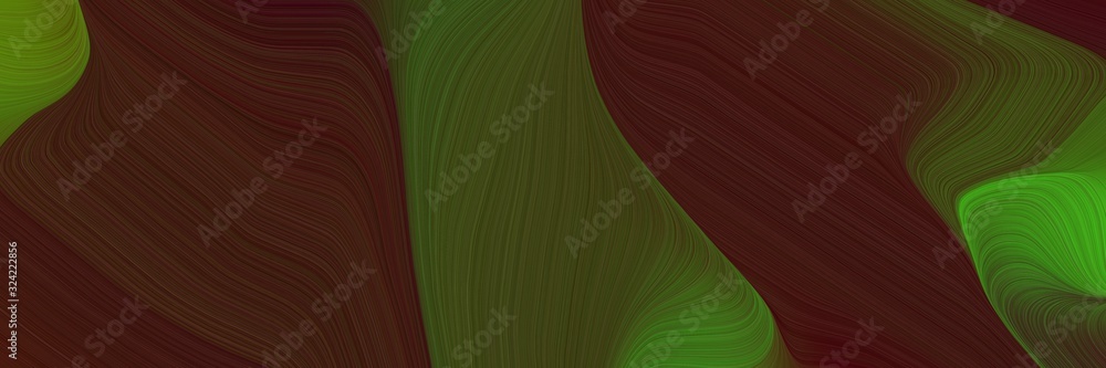 Poster flowing banner with very dark pink, dark olive green and very dark green colors. dynamic curved line