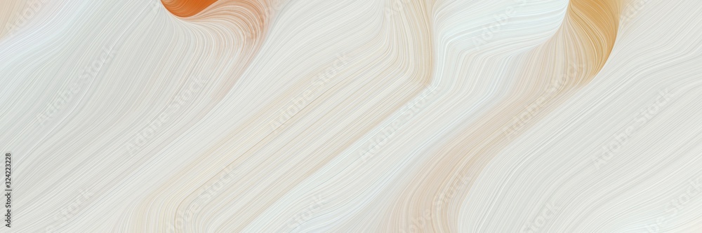 Poster dynamic designed horizontal header with light gray, peru and tan colors. dynamic curved lines with fluid flowing waves and curves
