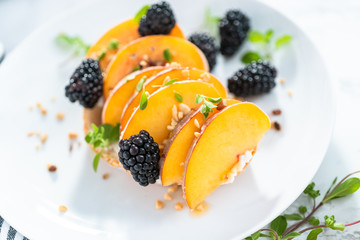 Peach ricotta toast