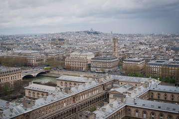 Fototapeta premium Panorama of Paris on a cloudy day. France.