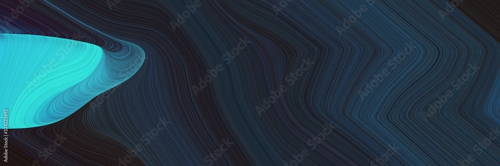 Aufkleber flowing horizontal banner with very dark blue, medium turquoise and steel blue colors. dynamic curve