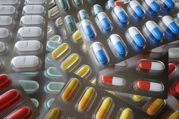 Different types of antibiotics - 3D rendering