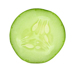 Sliced cucumber isolated on a white background.