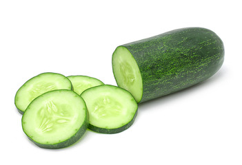 fresh green cucumber isolated on white background,copy space.
