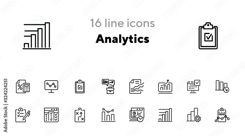 Aufkleber analytics line icon set. graph, diagram, chart. analysis concept. can be used for topics like busine