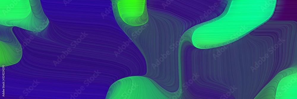 Poster colorful horizontal header with midnight blue, medium sea green and sea green colors. dynamic curved