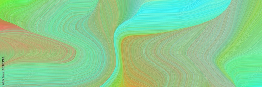 Poster flowing designed horizontal header with dark sea green, aqua marine and turquoise colors. dynamic cu