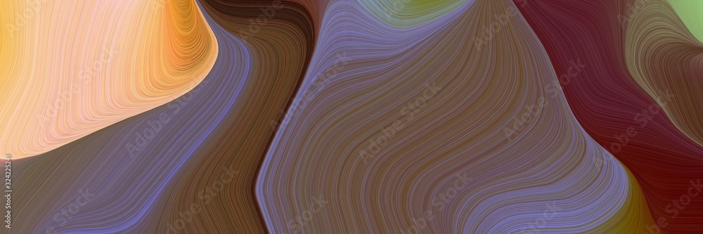 Aufkleber decorative horizontal header with old mauve, burly wood and light slate gray colors. dynamic curved lines with fluid flowing waves and curves