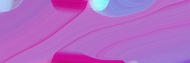 modern horizontal banner with medium orchid, medium violet red and light blue colors. dynamic curved lines with fluid flowing waves and curves