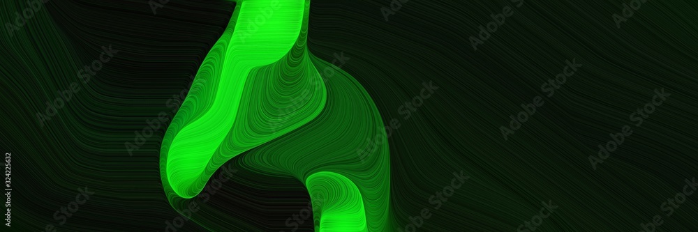 Fototapete flowing banner design with very dark green, green and lime colors. dynamic curved lines with fluid f