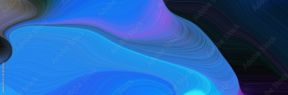 Aufkleber flowing banner with royal blue, very dark blue and dodger blue colors. dynamic curved lines with flu