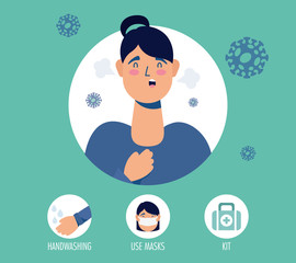 woman with coronavirus symptoms and prevention habits