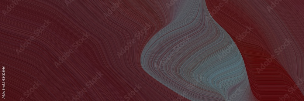 Aufkleber modern horizontal banner with very dark magenta, dim gray and old mauve colors. dynamic curved lines with fluid flowing waves and curves