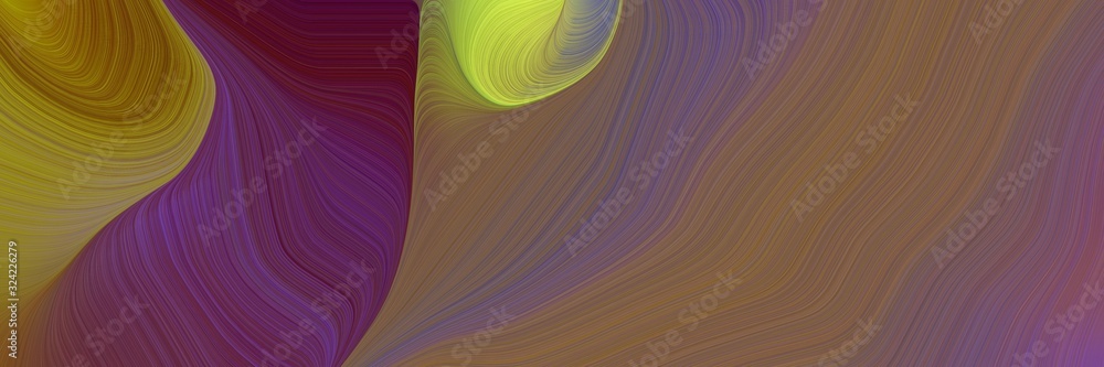 Aufkleber artistic header design with old mauve, pastel brown and yellow green colors. dynamic curved lines with fluid flowing waves and curves