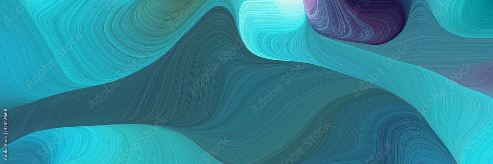 Aufkleber dynamic horizontal banner with teal blue, turquoise and light sea green colors. dynamic curved lines