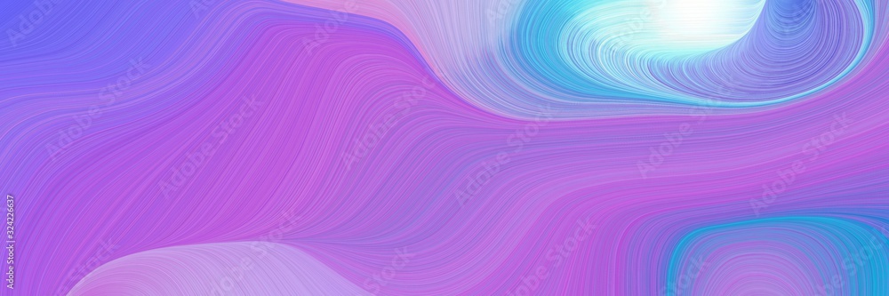 Poster surreal header with medium purple, medium orchid and powder blue colors. dynamic curved lines with f
