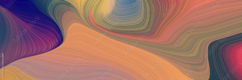 Poster moving designed horizontal header with indian red, midnight blue and dim gray colors. dynamic curved lines with fluid flowing waves and curves