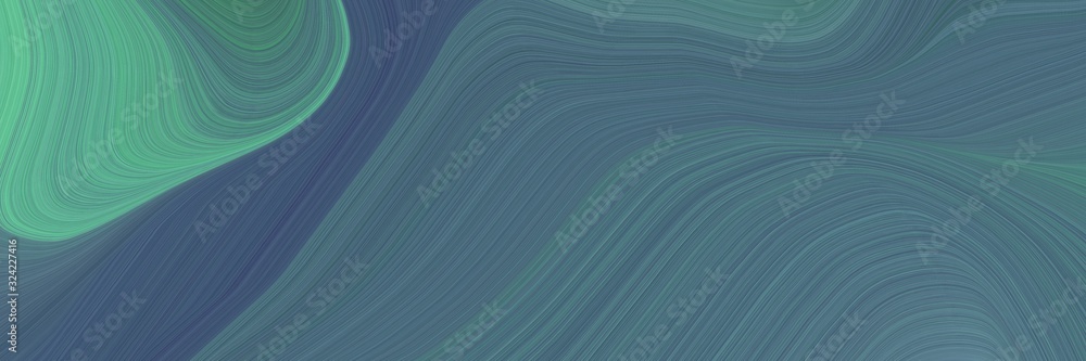 Poster modern banner with teal blue, cadet blue and blue chill colors. dynamic curved lines with fluid flow