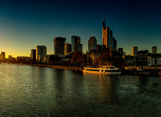 Fototapeta na wymiar The skyline of Frankfurt across the Main