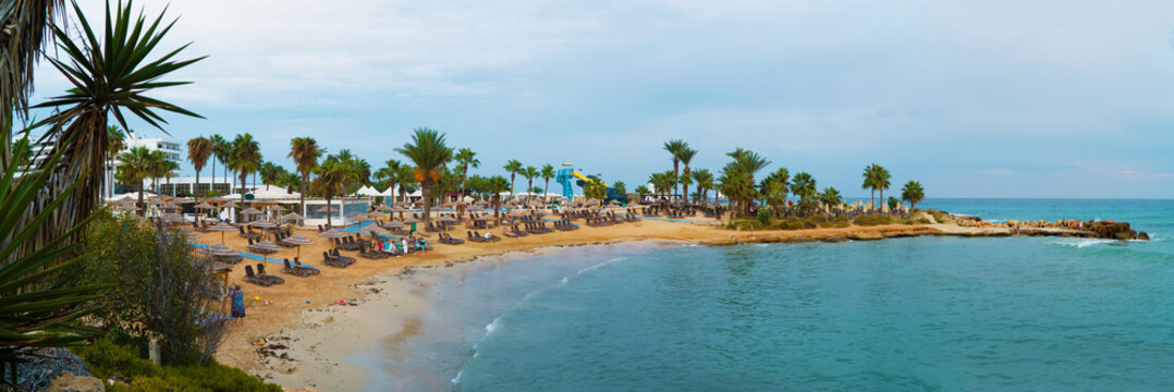 Beautiful view of Latchi Adams Beach in Ayia Napa, Cyprus.