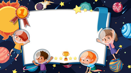 Frame template design with space theme