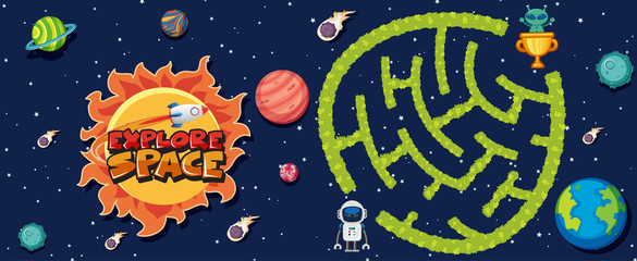Fototapeta premium Game template with many planets in background