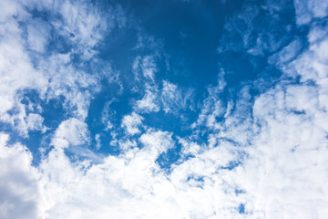 Blue sky with white clouds under sunshine