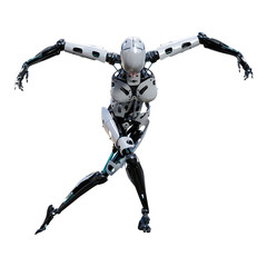 3D Rendering Female Robot on White