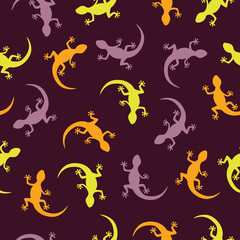  Seamless bright lizards pattern. Colorful illustration for kids.
