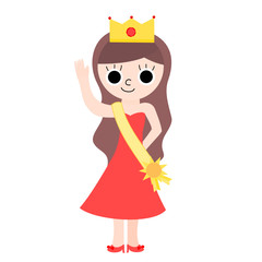 Girl in a dress.Woman wearing a diamond crown and sash.