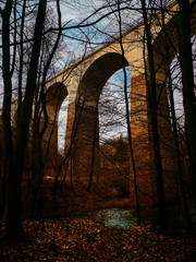 stone old viaduct railway around nature