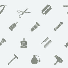 Barbershop - Vector background (seamless pattern) of silhouettes beauty salon for graphic design