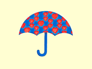 umbrella blue red heart children