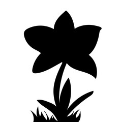 black silhouette flower and grass