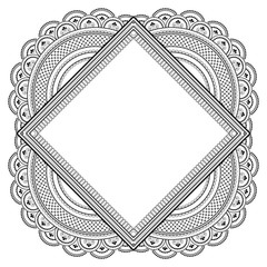 Decorative monochrome pattern in ethnic oriental style for greeting card, invitation, announcement or coloring book page