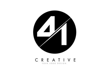 41 4 1 Number Logo Design with a Creative Cut and Black Circle Background. - obrazy, fototapety, plakaty