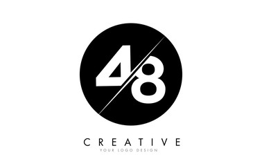 48 4 8 Number Logo Design with a Creative Cut and Black Circle Background.