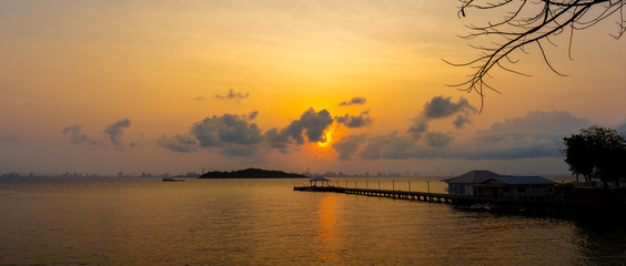 silhouette of sea scape