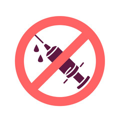 No drug color glyph icon. Forbidden sign. Pictogram for web page, mobile app, promo. UI UX GUI design element.