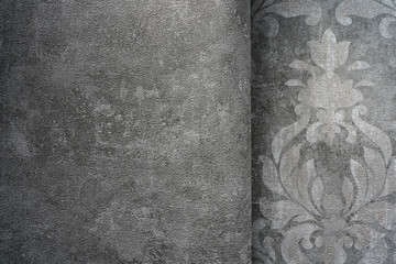 Gray interior wall.  Space for text, logos