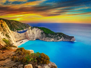 Cercles muraux Plage de Navagio, Zakynthos, Grèce Shipwreck beach on Zakynthos Islandt sunset, Greece