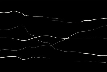 Wavy, undulated and rolling white lines and strones on the black background. Minimalist monochrome asbtract background.